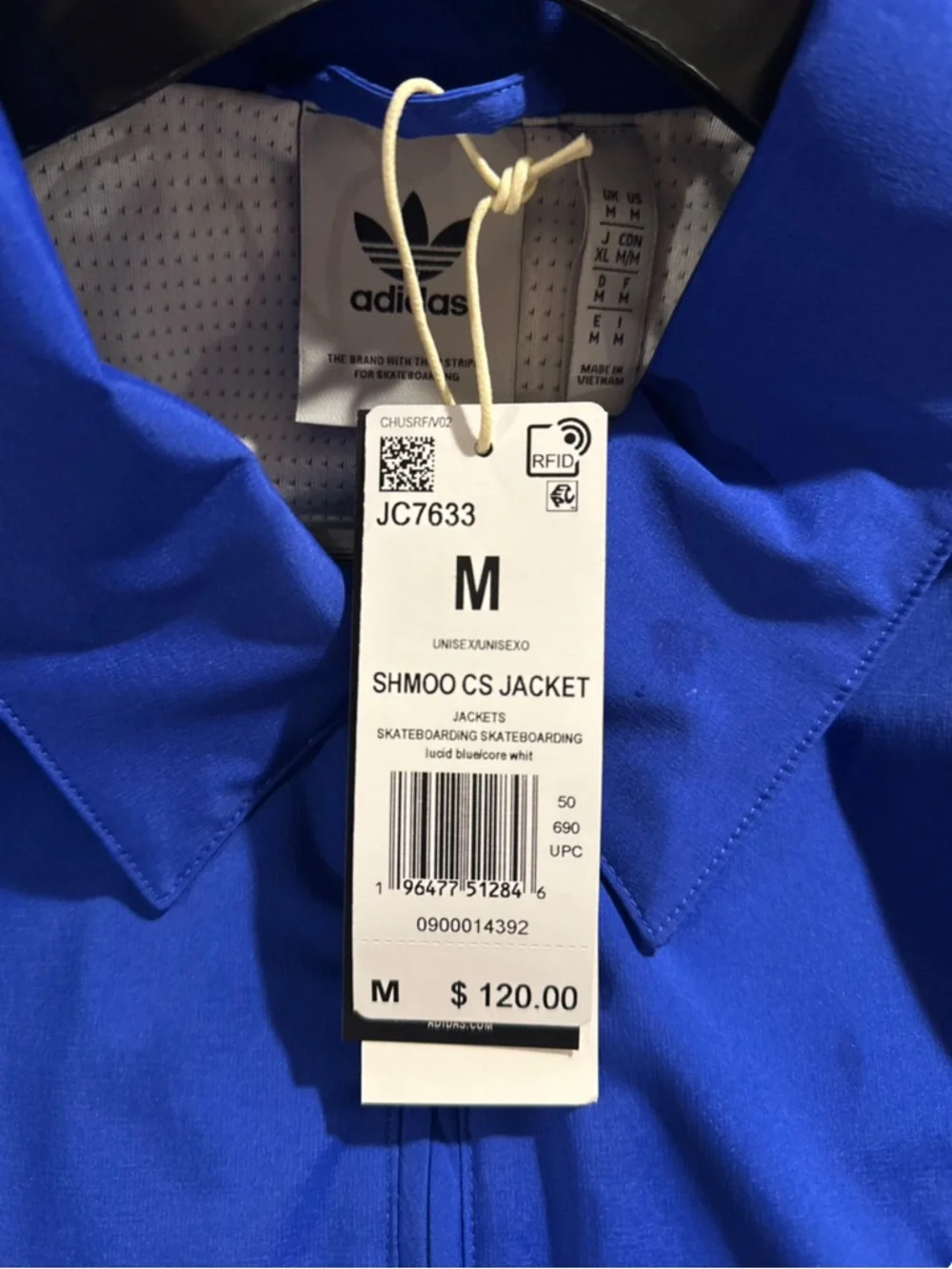 adidas x Mark Gonzales Blue Full-Zip Shmoofoil Jacket Size Men’s Medium (NWT)